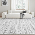 8x10 Area Rugs for Living Room Machine Washable Rug Distressed Indoor Carpet Neutral Moroccan Boho Rug Ultra Soft Area Rug for Bedroom Dining Room Playroom Office, Black