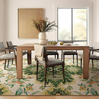Phantoscope Washable Area Rug 4'x6' Non-Slip, Vintage Boho Rugs for Living Room, Bedroom, Dining Room, Neutral Green Floral Medallion Pattern, Low-Pile Foldable Floor Carpet, Forest Green/Cream
