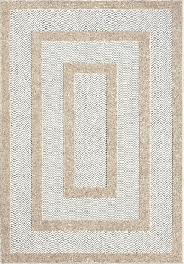 Abani Area Rugs - Modern Minimalist Pattern - Cream Rug for Living Room, Bedroom, Dining Room - Indoor/Outdoor - Easy to Clean - Non-Shedding - 5' x 8'
