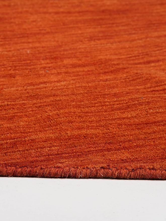 Hand Knotted Loom Wool ECO-Friendly Area Rugs - 8'x8', Round, Light Red Color, Solid Plain Design, High Pile Handmade Anti Skid Area Rugs for Living Room, Bed Room (L00111)
