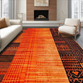 Flatwoven High Traffic Area Rug 8x10, Burnt Orange Copper Fiery Abstract Shape Floor, Non Slip, Stain Resistant, Washable Area Rugs for Living Room, Bedroom (Orange, 8x10)