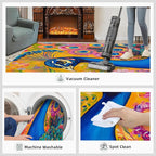 Peacock Rugs for Living Room - 8x10 Rug, Boho Floral Botanical Area Rugs for Bedroom, Wonderful Peacock Rug, Peafowl Washable Carpet, Floral Animal Carpet - Peafowl Home Decor & Gifts