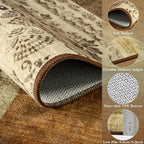 DweIke Washable Area Rugs for Living Room, 5x7 Soft Bedroom Rugs, Geometric Print Non-Slip Modern Rug, Stain Resistant Throw Carpets for Office Nursery Dining Room Home Dorm Decor, Brown