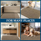 OLANLY Dog Door Mat for Muddy Paws 30x20, Absorbs Moisture and Dirt, Absorbent Non-Slip Washable Doormat, Quick Dry Chenille Mud Mat for Dogs, Entry Indoor Entryway Carpet for Inside Floor, Tan