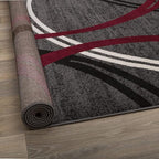 Rugshop Modern Wavy Circles Design Non-Shedding Oval Rug, Carpet for Living Room, Dining Room, or Bedroom, Red, 5' x 7' Oval