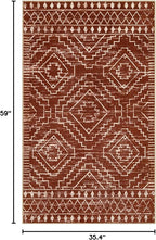 Wonnitar Moroccan Washable Area Rug, 3x5 Non-Slip Rugs for Living Room, Geometric Tribal Kitchen Entry Throw Mat, Soft Low Pile Non-Shedding Carpet for Bedroom Apartment Dorm (Brown,3'x5')