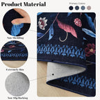Vintage Medallion Floral 4x6 Rug, Machine Washable Non-Slip Area Rug, Low Pile Soft Carpet for Entry, Living Room, Office, Kids, Girl/Boys Room | Blue