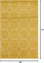 Unique Loom Trellis Frieze Collection Area Rug - Geometric (4' 1" x 6' 1", Yellow/ Ivory)