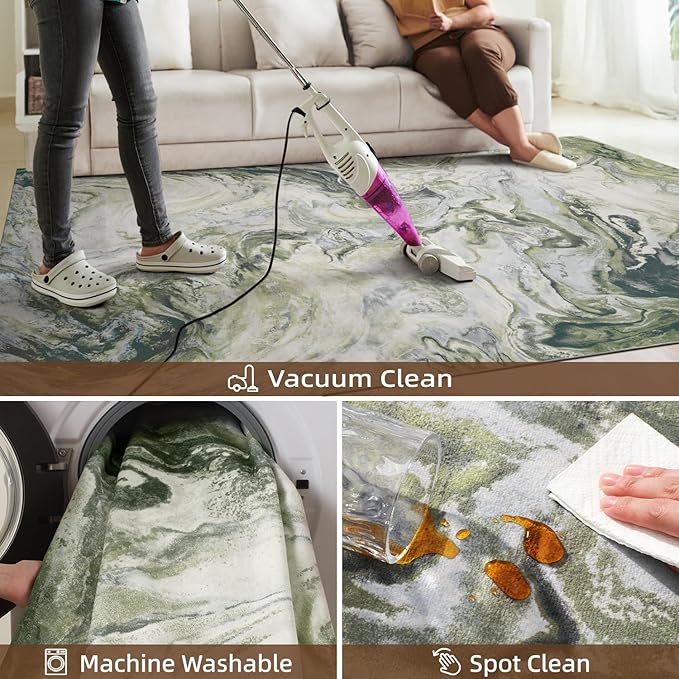 9x12 Area Rugs for Living Room, Modern Abstract Rug for Bedroom, Contemporary Machine Washable Rug, Large Stain Resistant Carpet for Dining Room Playroom Nursery Room, Pet & Kids Friendly