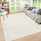 RUGSREAL Washable 9x12 Area Rug for Living Room Non-Slip Large Bedroom Rug Modern Solid Color Dining Room Throw Carpet Contemporary Area Rug for Home Decor Office, 9' x 12' Cream-White