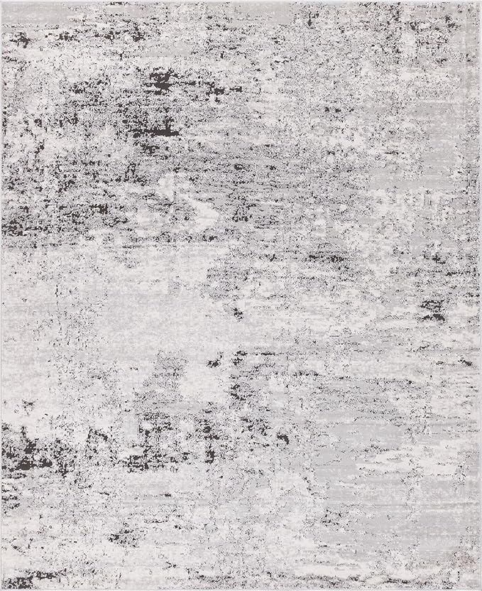 Rugs.com Leipzig Collection Area Rug – 8' x 10' Grey Low-Pile Rug Perfect for Living Rooms, Large Dining Rooms, Open Floorplans