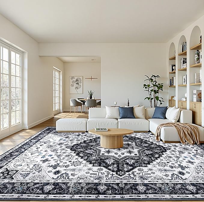 Washable Area Rugs 6x9,Boho Area Rug,Collapsible Area Rug for Bedroom, Entryway, Kitchen, Bathroom