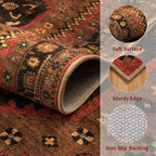 Ciicool 9x12ft Large Area Rug, Washable Thin Soft Rug Vintage Kitchen Carpet for Entrance Bedroom Bedside Living Room Kitchen Laundry Bathroom Decor