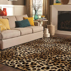 Leopard Rug 8x10 Large Living Room Area Rug Washable Non-Slip Leopard Print Bedroom Rug Modern Themed Indoor Carpet for Dining Room Foyer Apartment Den（8x10ft,Brown）