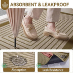 Front Door Mat 17''x30'', Absorbent Muddy Dirt Resist Washable Non Slip Low-Profile Indoor Doormat, Easy Clean Welcome Entryway Door Mats, Brown