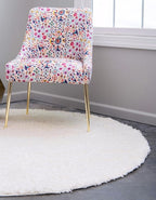 Unique Loom Solid Shag Collection Area Rug (10' 2" Round, Snow White)
