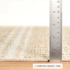Dash and Albert Arbor Machine Washable Area Rug - 4' x 6' Neutral Stripe Washable Accent Rug Stain-Resistant, Anti-Slip, High Traffic Kitchen, Hallway, Mudroom
