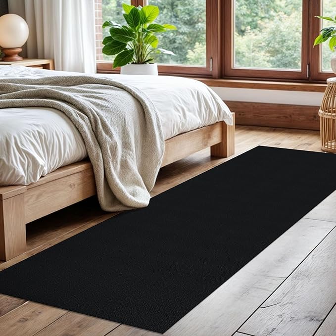 EARTHALL Washable Runner Rug 2x7 Ft Non Slip Runners for Hallways Cotton Rubber Backed Kitchen Runner Braided Indoor Floor Carpet Runners for Entryway, Hallway, Kitchen, Bedroom, Black