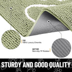 Smiry Dog Door Mat for Muddy Paws, Absorbent Dirt Trapper Non Slip Quick Dry Washable Chenille Mat for Mud Dogs, Entry Rug for Indoor and Outdoor (71x46 Inches, Sage Green and White)