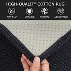 KOZYFLY Runners for Hallways 2x7 ft Washable Kitchen Runner Non Slip Rubber Backed Hall Runners Cotton Entryway Runner Rugs Floor Carpet for Indoor Backdoor Bedroom Kitchen, Black/Dark Grey