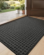 DEXI Front Entryway Door Mat Non Slip 24x36, Washable Entry Way Mats Inside Entrance Low Profile, Welcome Doormat Dirt Trapper for House Floor Home Porter Hall Backdoor Area, Dark Grey