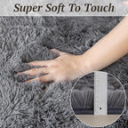 8x10 Area Rugs for Living Room Bedroom, Soft Fluffy Shaggy Bedside Rug, Indoor Floor Carpet for Kids Playroom, Dorms, Nursery Rooms, Home Decor (Grey 8'x10')