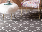 Rugs.com Lattice Frieze Collection Rug – 7' x 10' Dark Gray Medium Rug Perfect for Living Rooms, Large Dining Rooms, Open Floorplans