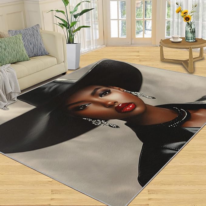 6x9 Fashionable Woman Living Room Rug - Modern Woman Bedroom Carpet, Sexy Girl Classroom Rug for Carpet Boy Bedroom Office Nursery Hardwood Home Decor