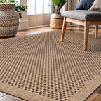 CAMILSON Easy Jute Rug 10x14, Indoor Outdoor Natural Color Fiber Area Rugs for Living Room Patio and Kitchen Rug, Sisal Boho Woven Design, Easy-Cleaning, Washable Outside Carpet Alfombras (10 x 14)