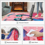 Cartoon Peacock Rug Large - 5x7 Rug, Colorful Peacock Washable Rugs for Living Room, Floral Botanical Carpet, Boho Non-Slip Area Rugs for Bedroom, Peafowl Carpet - Peafowl Home Decor & Gifts