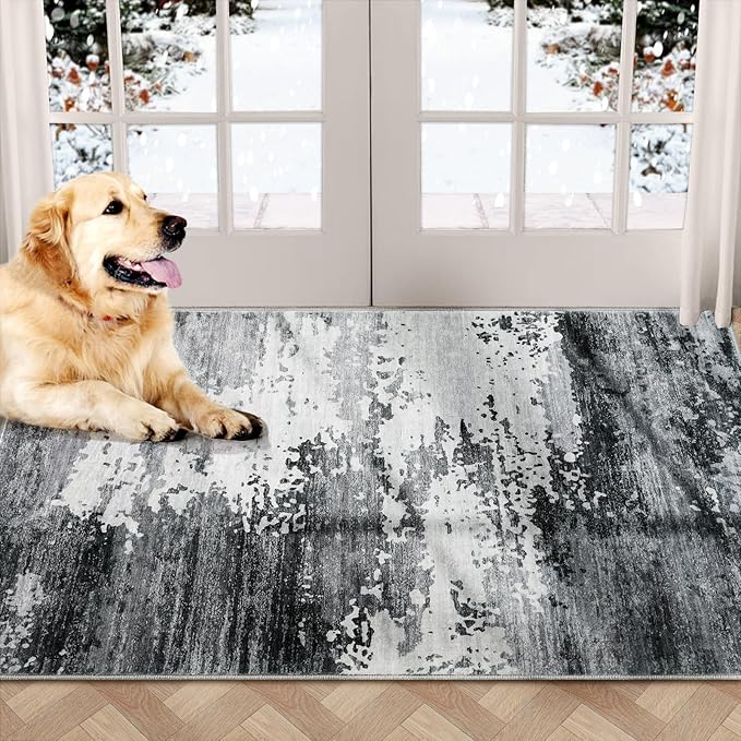COMSLE Door Mat Soft Absorbent Indoor Front Entryway Rug Machine Washable Entrance Mats for Muddy Paws Non Slip Throw Rugs 36" x 60" Doormat for Inside Foyer Bedroom - Gray