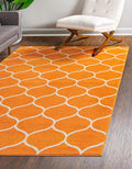 Rugs.com Lattice Frieze Collection Rug – 4' x 6' Orange Medium Rug Perfect for Living Rooms, Large Dining Rooms, Open Floorplans