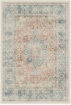 RUGGABLE Washable Vintage Area Rug – Sarrah Coral 4x6, Stain-Resistant, Non-Slip – Medium Machine Washable Rugs for Living Room, Bedroom, Hallway, Entryway & Office–with Cushioned Pad