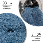 Bathroom Rug 20x32 Non Slip Fluffy Blue Bath Mat for Bathroom Floor Washable Plush Luxury Bath Rug for Tub Soft Shaggy Absorbent Shower Sink Mat