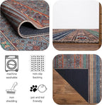 Keen Home Design 8x10 Rug - Machine Washable Area Rug with Non-Slip Backing, Ideal for Living Room, Dining Room, Bedroom - Vintage, Easy Clean, Durable, Low Pile Rug - (8' x 10')