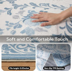 SOULFUL Medium Pile 3x5 Area Rug - Soft Underfoot Small Entryway Rug - Mist Blue Boho Floral - Washable Non-Slip - Perfect for Living Room Bedroom Foot Kids Room Reading Nook
