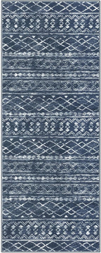 KUTA Boho Kitchen Rugs 2x5 ft Navy Blue Moroccan Washable Runner Rug Non-Slip Vintage Hallway Runners Ultra Soft Distressed Geometric Floor Carpet for Bedroom Laundry Living Room