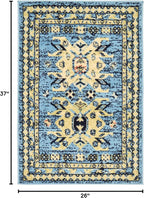 Unique Loom Taftan Collection Border Geometric Tribal Inspired Design Area Rug, 2 ft 2 in x 3 ft, Light Blue/Gold