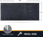 PURRUGS Dirt Trapping Door Mat 31.5" x 70", Non-Slip Machine Washable Entry Rug, Shoe Scraper, Dog Doormat, Super Absorbent Welcome Mat for Front & Back Door, Muddy Shoes & Paws, Bluish Grey-Black