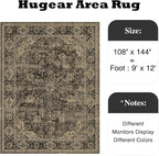 HUGEAR Retro Brown Area Rug 9x12 Machine Washable Living Room Rugs Distressed Vintage Floral Low Pile Carpet Bedroom Office Dining Room Laundry Room Non Slip Soft Lightweight