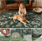 Moynesa Green 8x10 Area Rugs for Living Room, Washable Vintage Neutral Farmhouse Animal Area Rug for Bedroom Dining Room Office Study, Faux Wool Soft Non Slip Retro Carpets for Indoor
