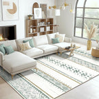 BESTSWEETIE 3x5 Area Rugs for Living Room Washable Moroccan Farmhouse Neutral Geometric Low Pile Non-Slip Soft Print Pattern Rug for Bedroom Kitchen Dining Room Entryway Green/Brown