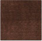 Hand Knotted Loom Wool ECO-Friendly Area Rugs - 6'x6', Square, Brown Color, Solid Plain Design, High Pile Thick Handmade Anti Skid Area Rugs for Living Room, Bed Room (L00111)