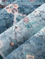 SERISSA Boho Washable Runner Rug, 2'6"x10' Long Non-Slip Vintage Blue Hallway Kitchen Stair Runner Rug Ultra Soft Print Distressed Floor Carpet for Bedroom Bathroom Laundry Room