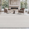 Beverly Rug Micro Loop Large Area Rug White 9x12 Modern Luxury Boho Geometric Durable Indoor Area Rugs for Living Dining Room Office Stain Resistant Non Shedding Casual Indoor Carpet White 9 x 12