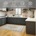 Easy-Going Boho Neutral Area Rug 3x5 Entryway Rug Washable Inside Door Mats for Home Entrance Non-Slip Floral Brown Small Rugs for Entry Living Room Bedroom Kitchen Bathroom Office Lightweight Carpet