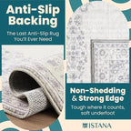 Istana Rug 3x5 - Grey/White Cream Area Rug 3x5 - Pet Friendly Washable Rug - Non Shedding Soft Rugs for Living Room - Eco-Friendly Foldable Dining Room Table Rugs