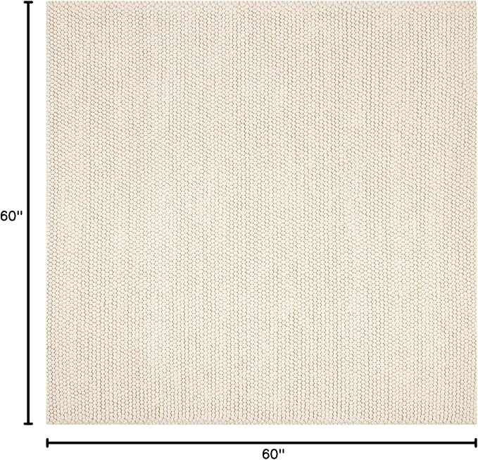 Safavieh Natura Collection Area Rug - 5' Square, Ivory, Handmade Wool Blend, Textured Design, Ideal for Living Room, Bedroom, Dining Space (NAT620A)