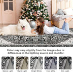 3x5 Black Grey Area Rug for Living Room, Machine Washable Rugs with Non-Slip Backing for Bedroom, Vintage Medallion Carpet Kitchen Laundry Kids Room Decor