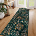 Morebes Boho Floral 2x6 Kitchen Runner Rug, Washable Rug Runners for Hallways Non Slip, Soft Botanical Flower Indoor Floor Carpet Runners for Bathroom Entryway Laundry Room, Dark Green